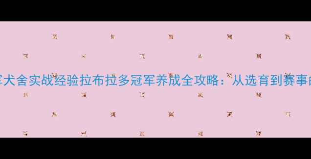 图片 16年Cku冠军犬舍实战经验拉布拉多冠军养成全攻略：从选育到赛事的完整指南2