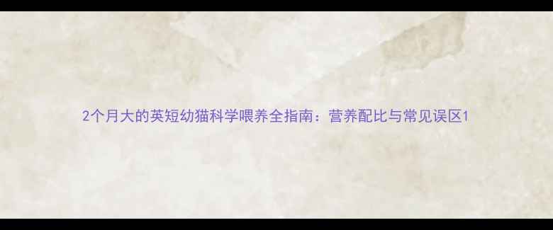 图片 2个月大的英短幼猫科学喂养全指南：营养配比与常见误区1