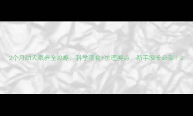 图片 2个月幼犬喂养全攻略：科学喂食+护理要点，新手家长必看！2