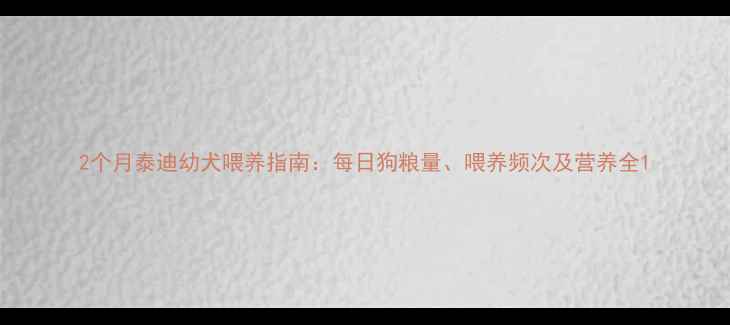 图片 2个月泰迪幼犬喂养指南：每日狗粮量、喂养频次及营养全1