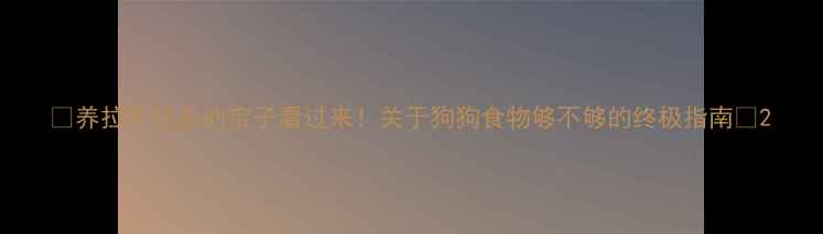 图片 ✨养拉布拉多的宝子看过来！关于狗狗食物够不够的终极指南🐾2