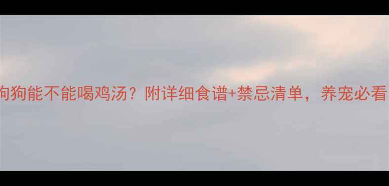 图片 ✨狗狗能不能喝鸡汤？附详细食谱+禁忌清单，养宠必看！2