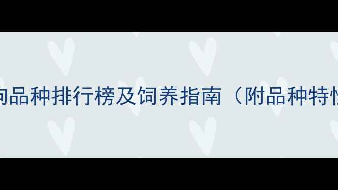 图片 中国最受欢迎的狗狗品种排行榜及饲养指南（附品种特性与市场趋势分析）