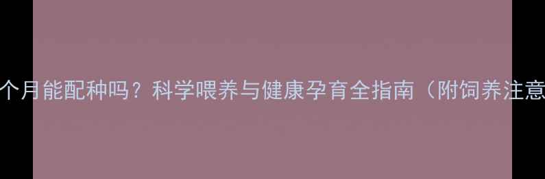 图片 公猫九个月能配种吗？科学喂养与健康孕育全指南（附饲养注意事项）