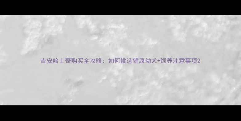 图片 吉安哈士奇购买全攻略：如何挑选健康幼犬+饲养注意事项2
