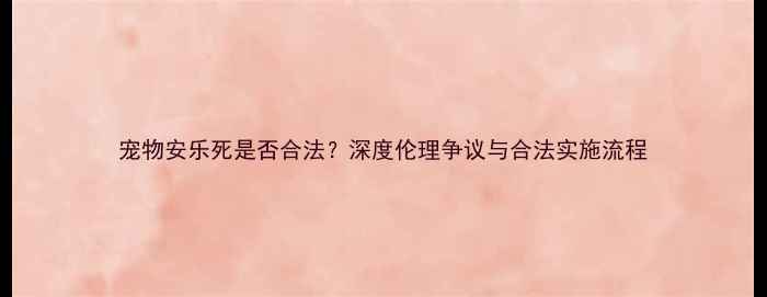 图片 宠物安乐死是否合法？深度伦理争议与合法实施流程