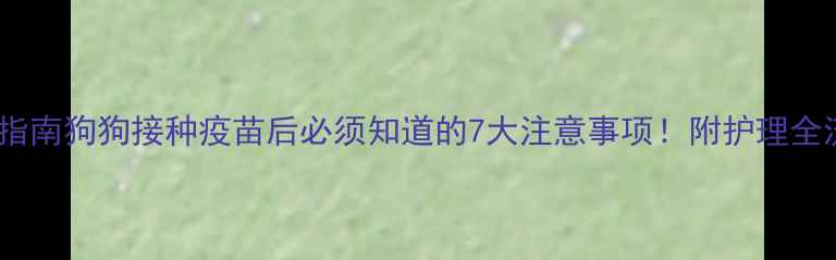图片 权威指南狗狗接种疫苗后必须知道的7大注意事项！附护理全流程2