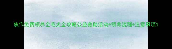 图片 焦作免费领养金毛犬全攻略公益救助活动+领养流程+注意事项1