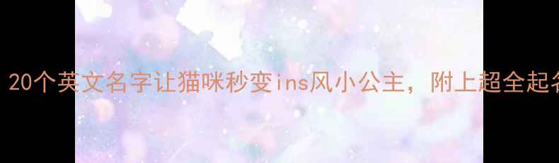 图片 爆款！20个英文名字让猫咪秒变ins风小公主，附上超全起名指南