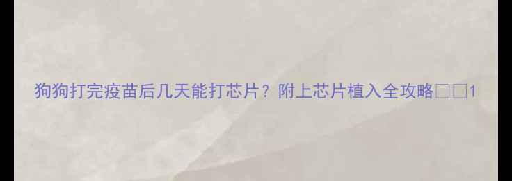 图片 狗狗打完疫苗后几天能打芯片？附上芯片植入全攻略🐾💉1