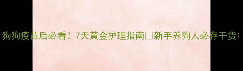 图片 狗狗疫苗后必看！7天黄金护理指南🐾新手养狗人必存干货1