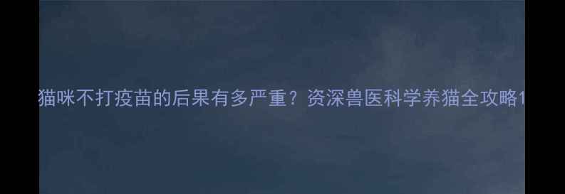 图片 猫咪不打疫苗的后果有多严重？资深兽医科学养猫全攻略1