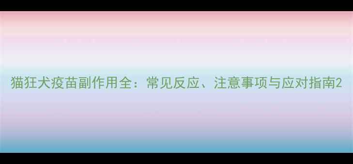 图片 猫狂犬疫苗副作用全：常见反应、注意事项与应对指南2