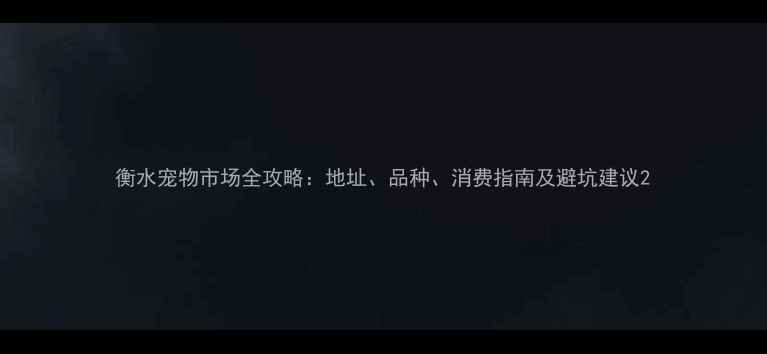 图片 衡水宠物市场全攻略：地址、品种、消费指南及避坑建议2