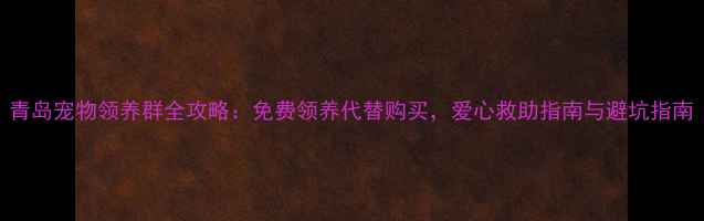 图片 青岛宠物领养群全攻略：免费领养代替购买，爱心救助指南与避坑指南