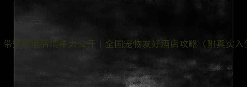 图片 🏨最新！带宠物酒店清单大公开｜全国宠物友好酒店攻略（附真实入住体验）