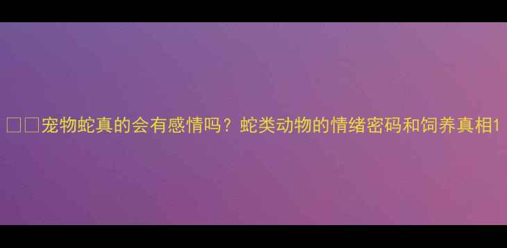 图片 🐍🔍宠物蛇真的会有感情吗？蛇类动物的情绪密码和饲养真相1