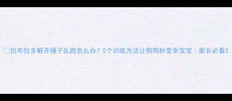 图片 🐾拉布拉多解开绳子乱跑怎么办？5个训练方法让狗狗秒变乖宝宝｜家长必看2