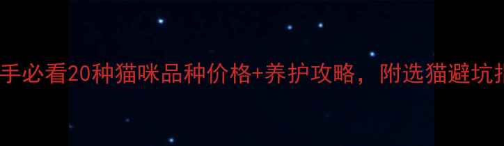 图片 🐾新手必看20种猫咪品种价格+养护攻略，附选猫避坑指南2