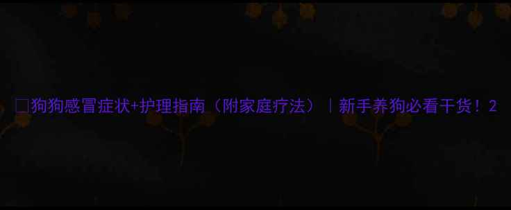 图片 🐾狗狗感冒症状+护理指南（附家庭疗法）｜新手养狗必看干货！2