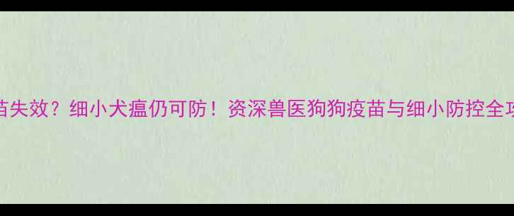 图片 🐾疫苗失效？细小犬瘟仍可防！资深兽医狗狗疫苗与细小防控全攻略💉