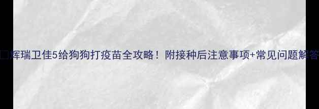图片 🐾辉瑞卫佳5给狗狗打疫苗全攻略！附接种后注意事项+常见问题解答