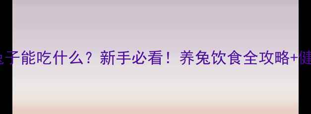 图片 📌宠物兔子能吃什么？新手必看！养兔饮食全攻略+健康食谱1