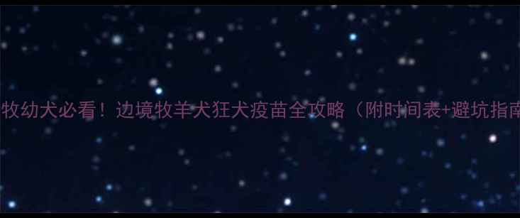 图片 📌边牧幼犬必看！边境牧羊犬狂犬疫苗全攻略（附时间表+避坑指南）1