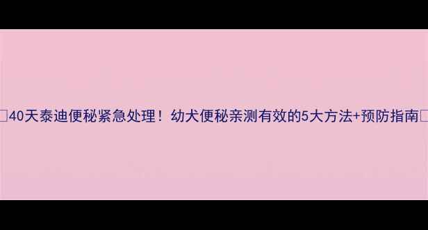 图片 🔥40天泰迪便秘紧急处理！幼犬便秘亲测有效的5大方法+预防指南🔥