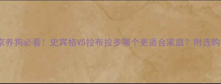 图片 🔥北京养狗必看！史宾格VS拉布拉多哪个更适合家庭？附选购指南1
