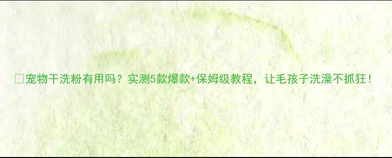 图片 🔥宠物干洗粉有用吗？实测5款爆款+保姆级教程，让毛孩子洗澡不抓狂！