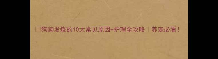 图片 🔥狗狗发烧的10大常见原因+护理全攻略｜养宠必看！